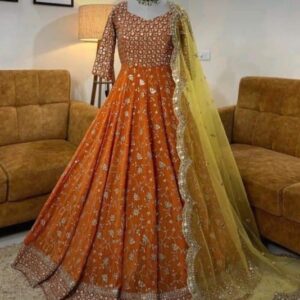 Beautiful Orange colour lehanga choli for Sabyasachis Lehengas, Floral Skirts, Punjabi Ethnic Lehengas, Indo-western Outfits, Indian Outfits