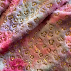 Fabric Base Velboa Smooth Wave Prints Baby Leopard Pink, Fabric by the Yard
